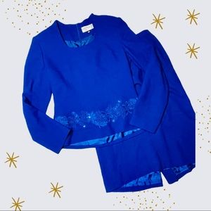 Vintage Kasper A.S.L. Royal Blue 2 Piece Suit Size 4
